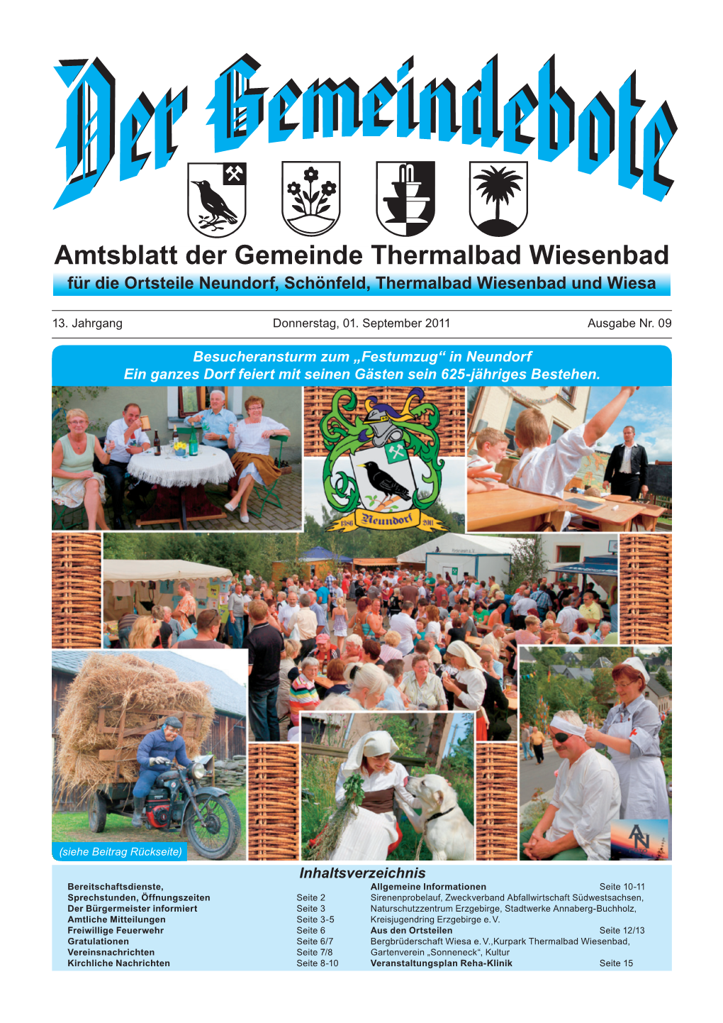 Amtsblatt Der Gemeinde Thermalbad Wiesenbad Für Die Ortsteile Neundorf, Schönfeld, Thermalbad Wiesenbad Und Wiesa