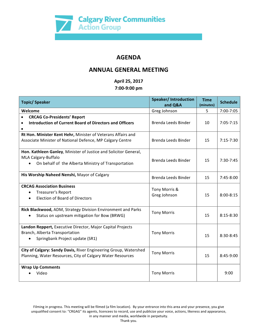 Agenda Annual General Meeting