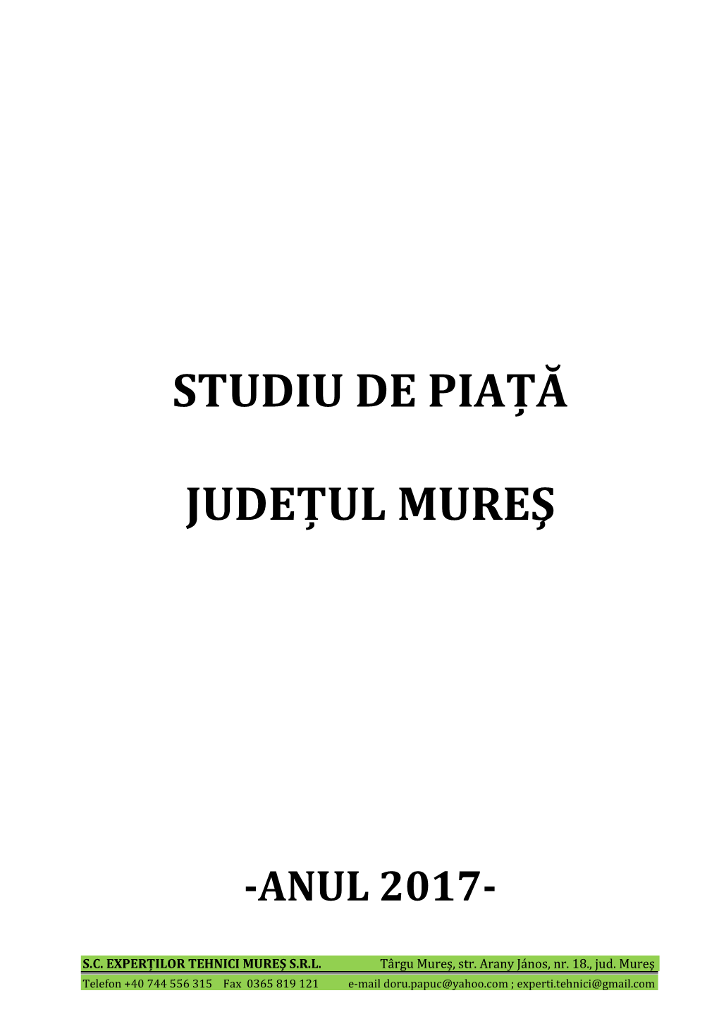 Studiu De Piaţă Judeţul Mureş