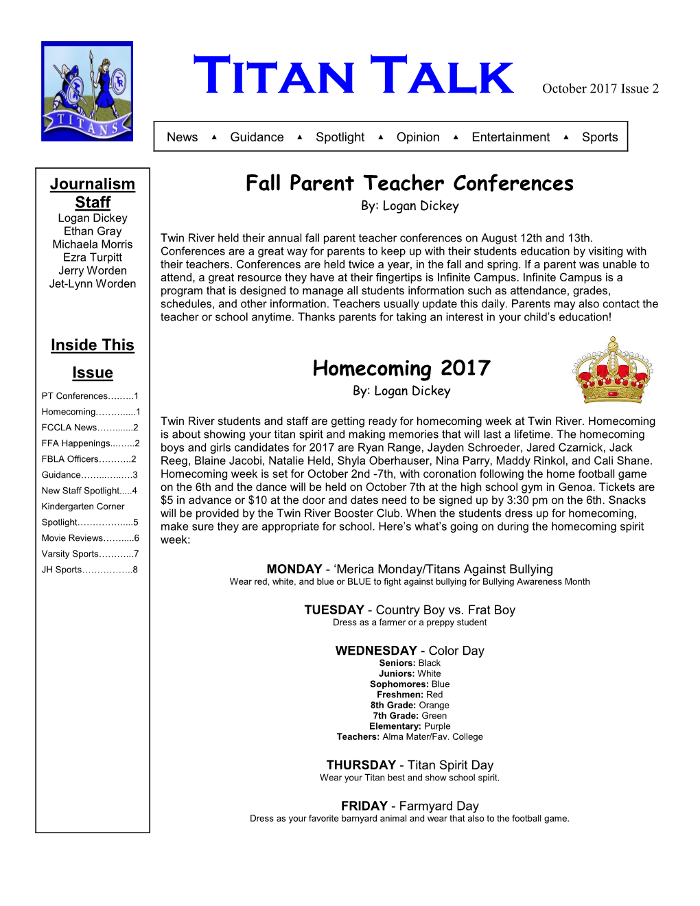 Fall Parent Teacher Conferences Homecoming 2017