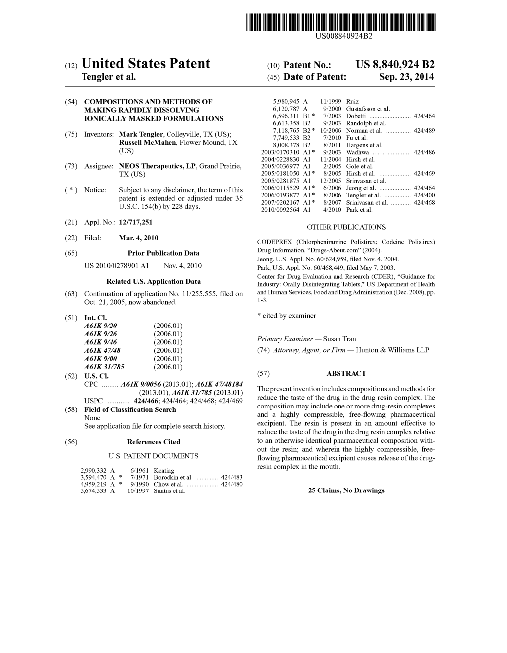 (12) United States Patent (10) Patent No.: US 8,840,924 B2 Tengler Et Al