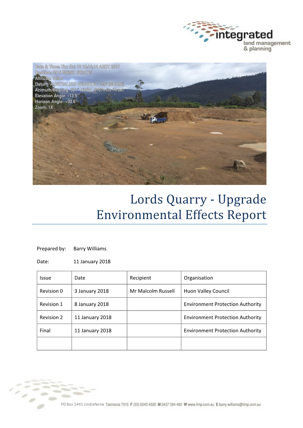 Lords Quarry - Upgrade Environmental Effects Report