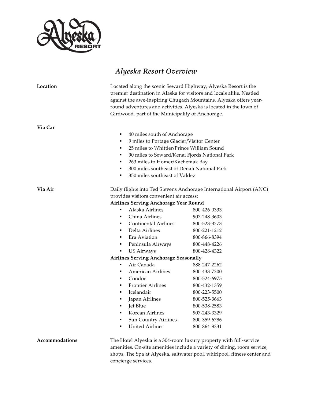 Alyeska Resort Overview