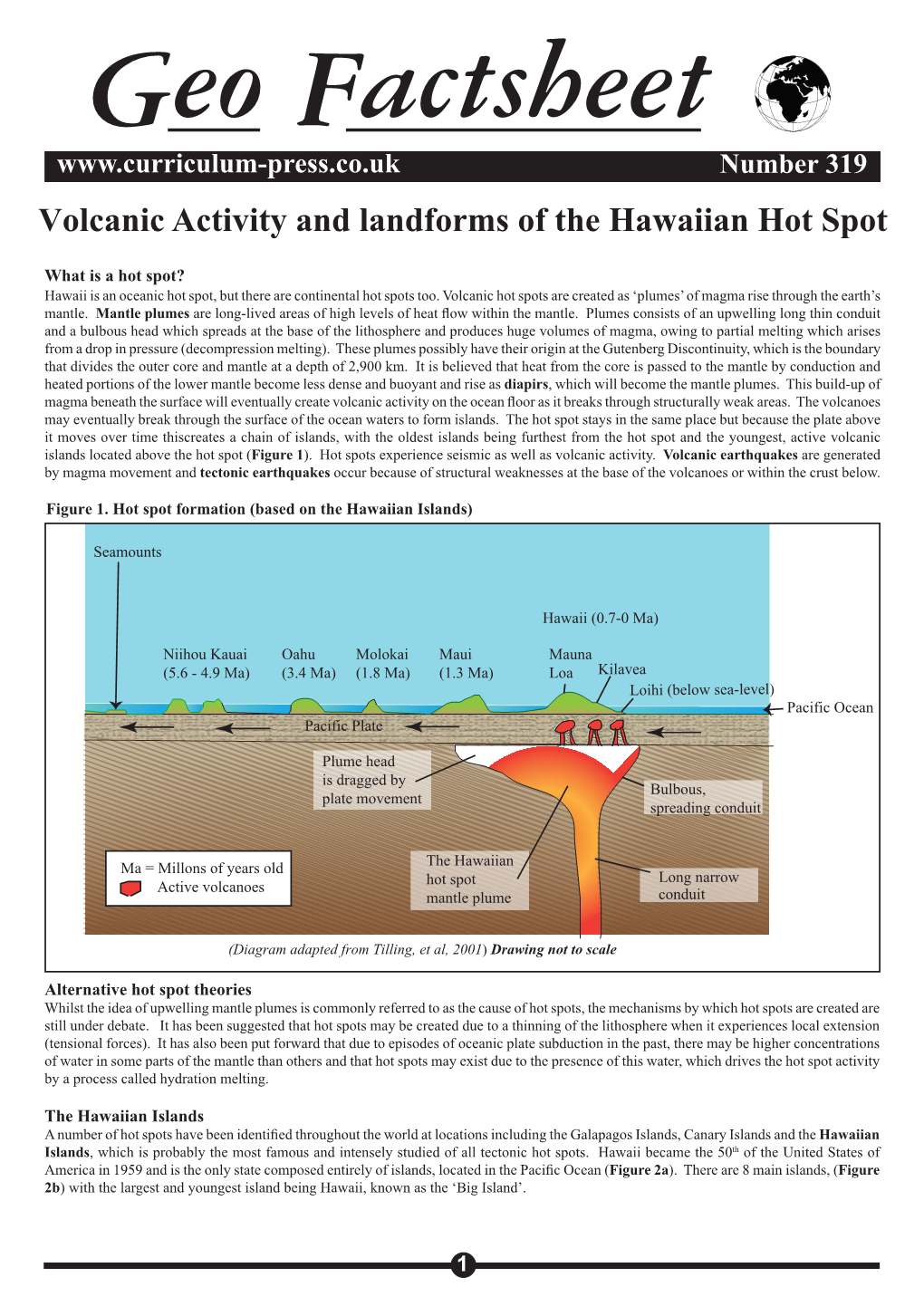 Volcanic Activity and Landforms of the Hawaiian Hot Spot