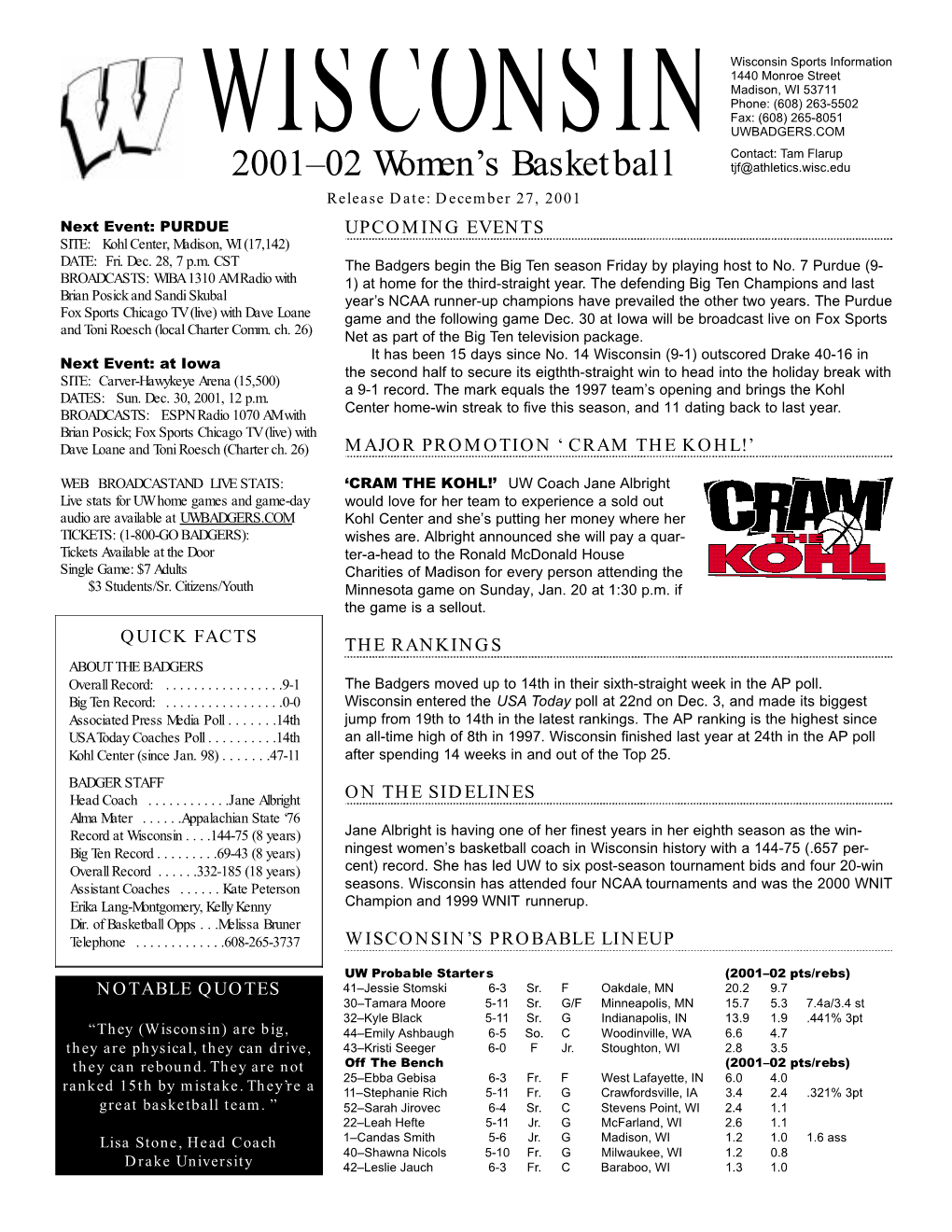 2001–02 Women's Basketball