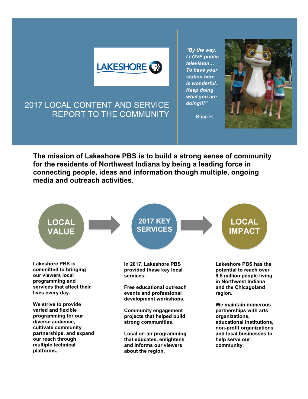 2017 Local Content and Service Report to The