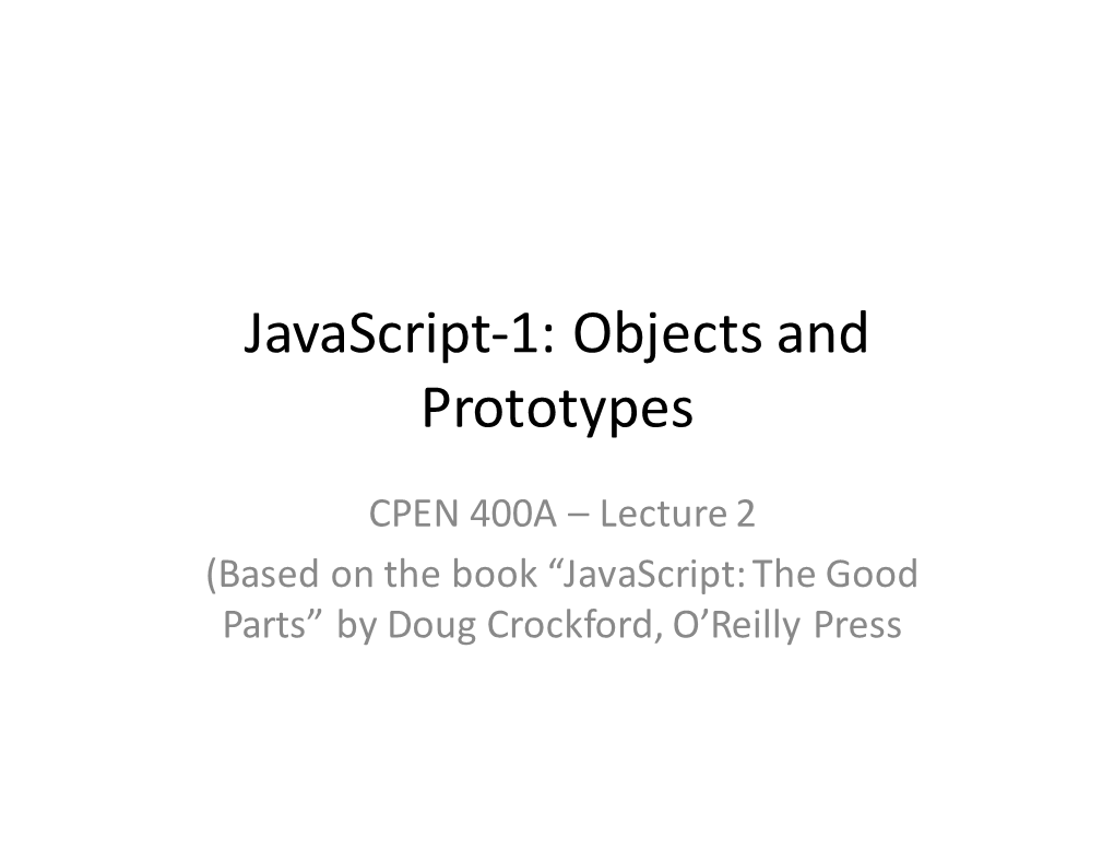 Javascript-1: Objects and Prototypes