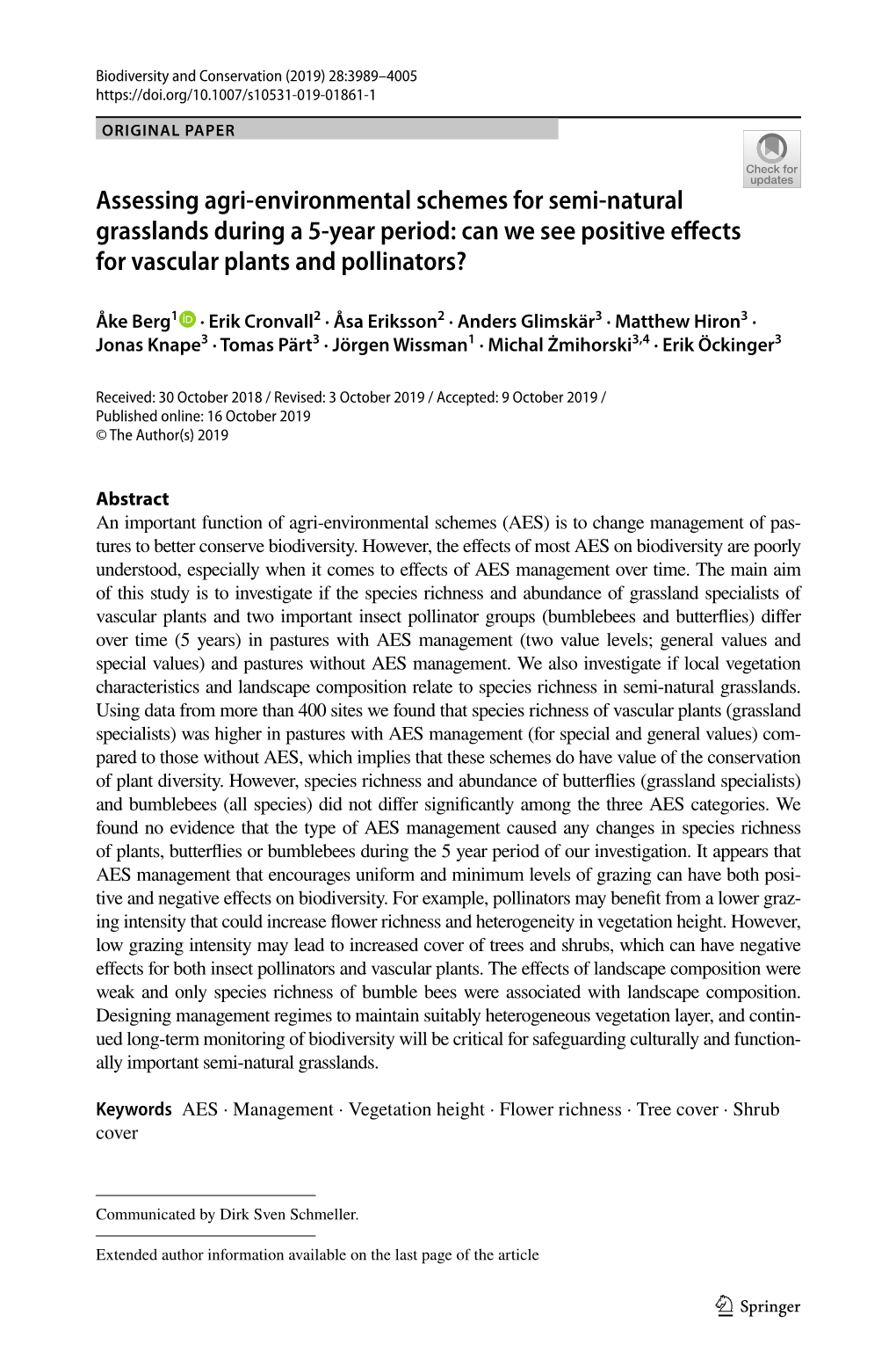 Can We See Positive Effects for Vascular Plants and Pollinators?