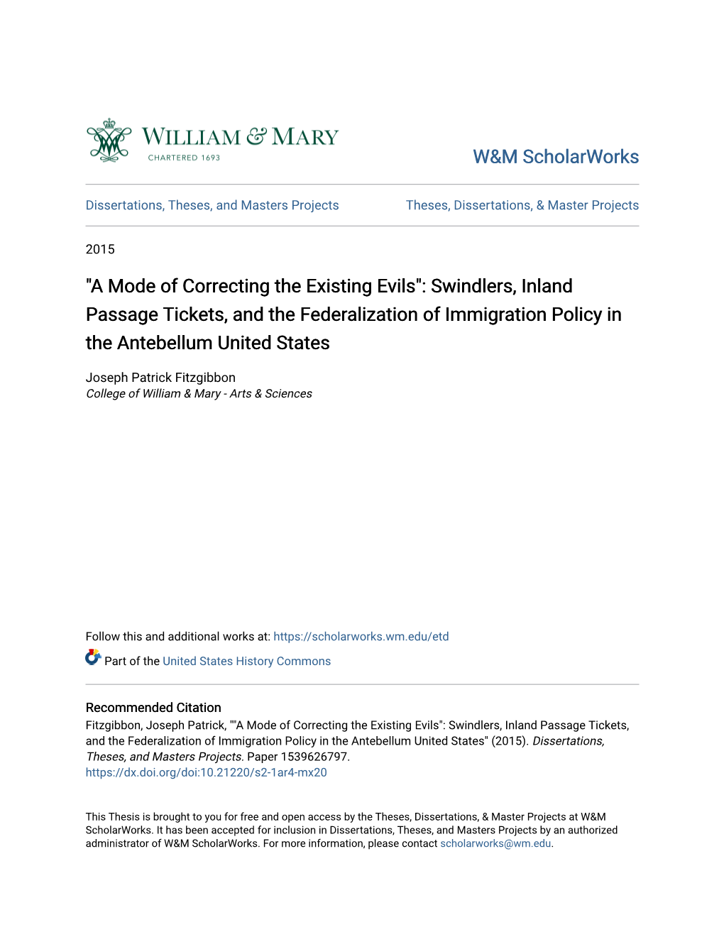 Swindlers, Inland Passage Tickets, and the Federalization of Immigration Policy in the Antebellum United States