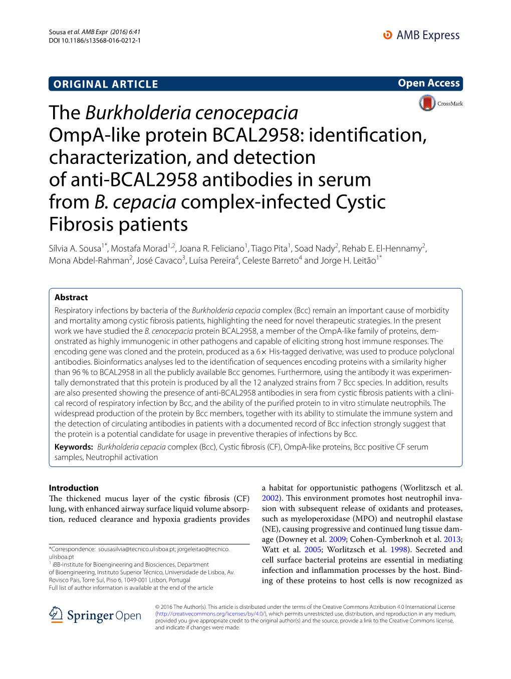 The Burkholderia Cenocepacia Ompa-Like Protein