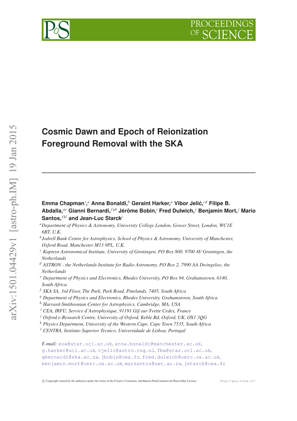 Cosmic Dawn and Epoch of Reionization Foreground Removal with the SKA