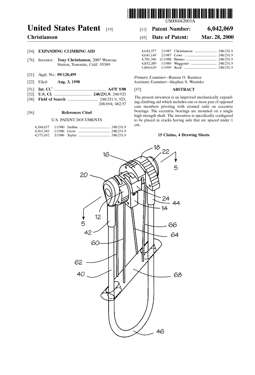 United States Patent (19) 11 Patent Number: 6,042,069 Christianson (45) Date of Patent: Mar