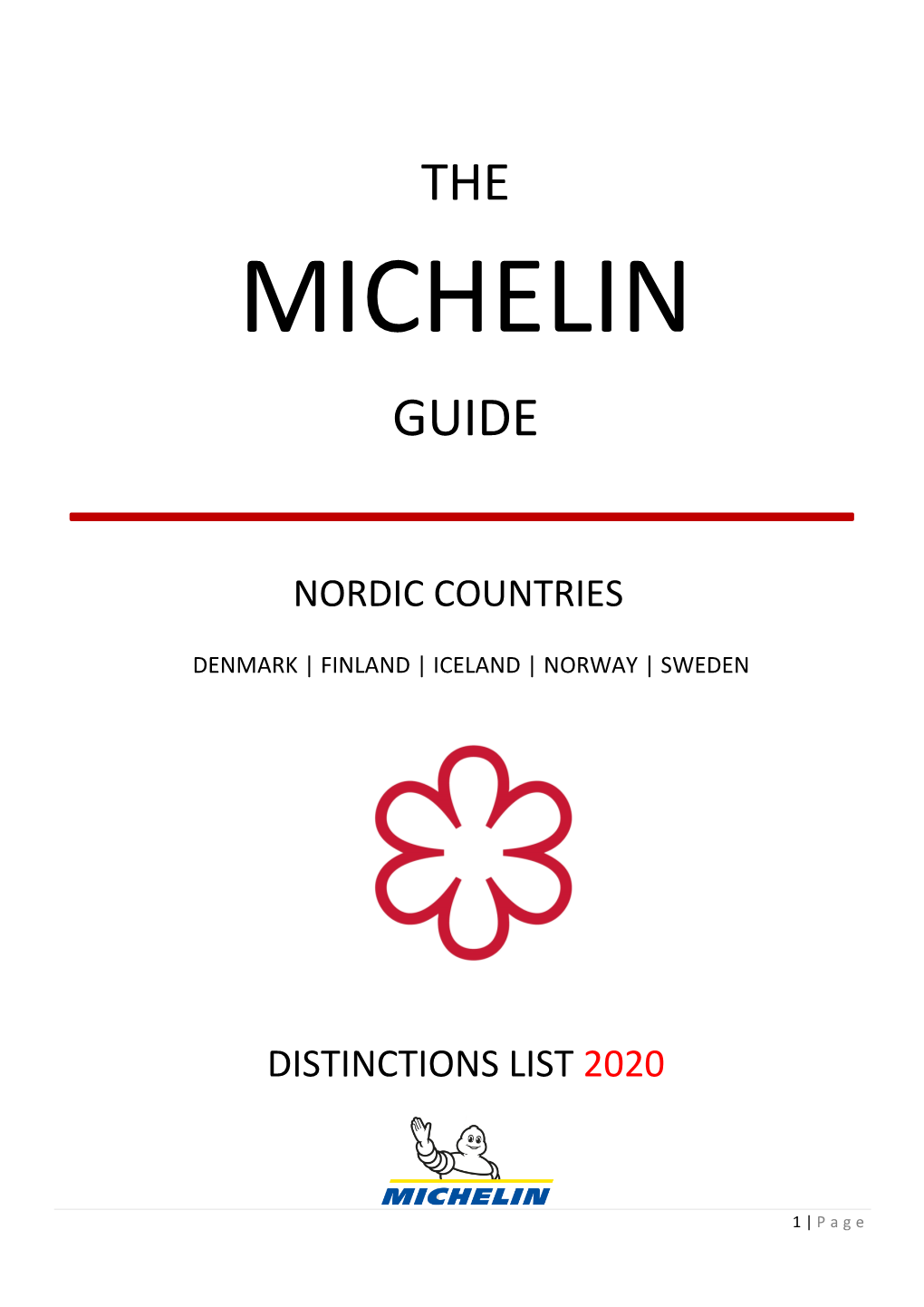 Nordic Countries 2020 All Michelin Stars