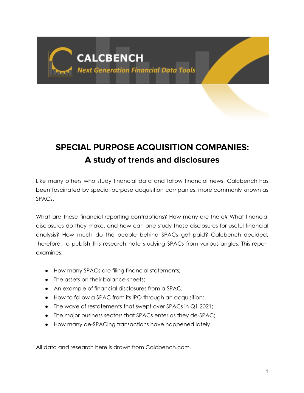 SPECIAL PURPOSE ACQUISITION COMPANIES: a Study of Trends and Disclosures