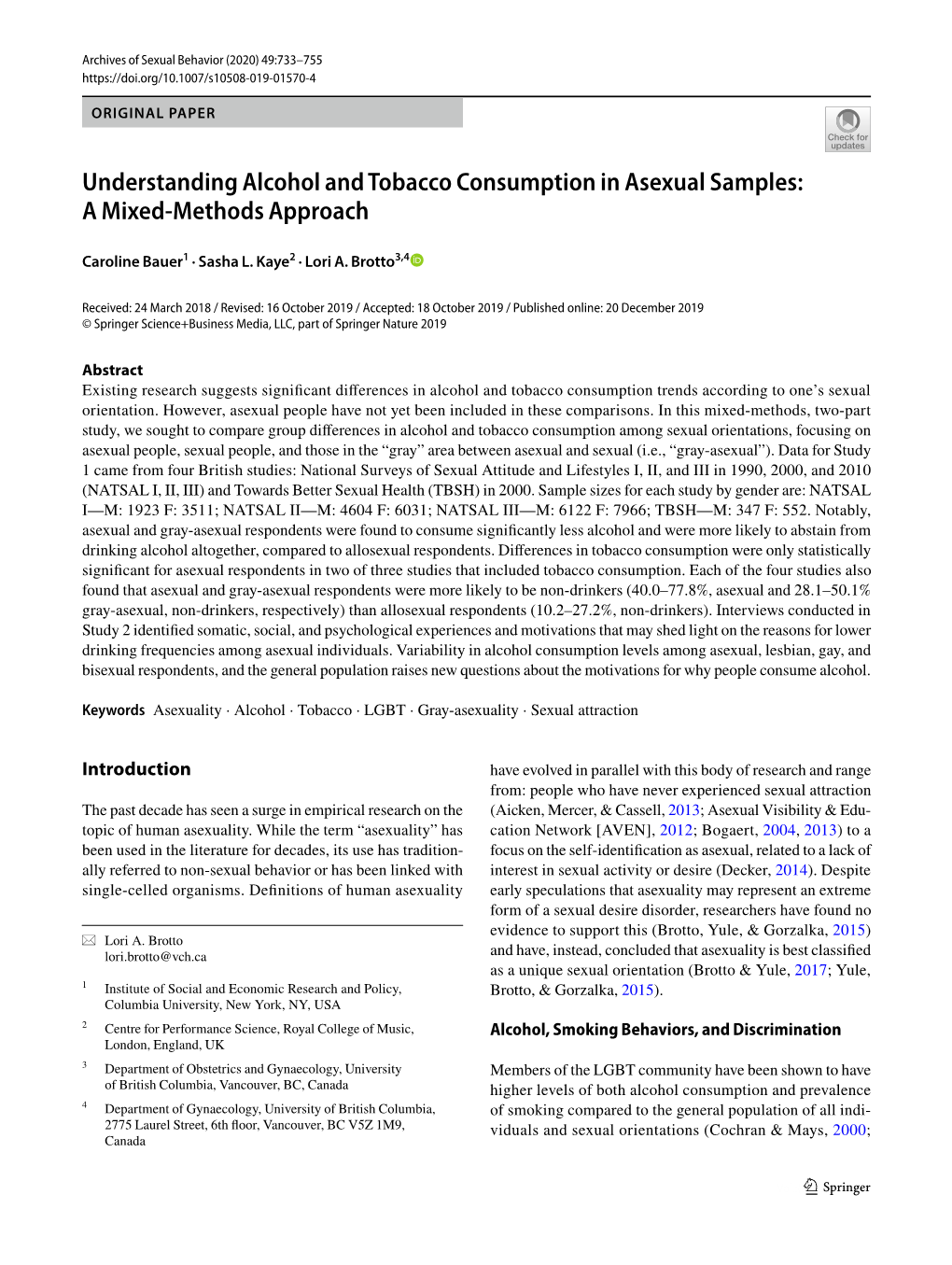 Understanding Alcohol and Tobacco Consumption in Asexual Samples: a Mixed‑Methods Approach