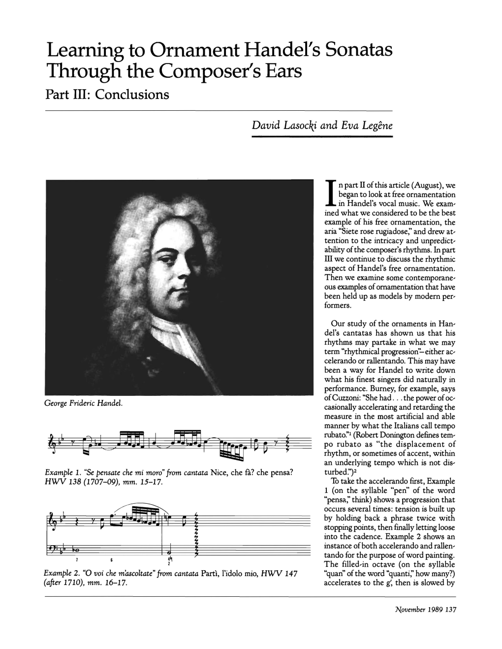 Learning to Ornament Handel's Sonatas Through the Composer's Ears Part III: Conclusions