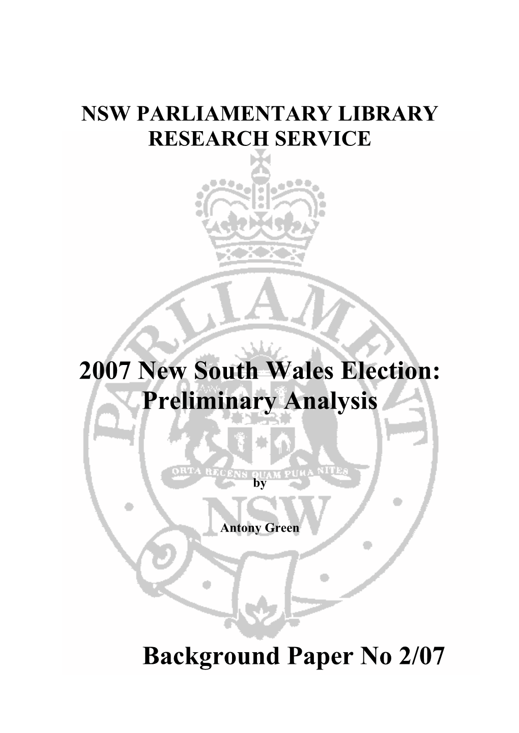 2007 New South Wales Election