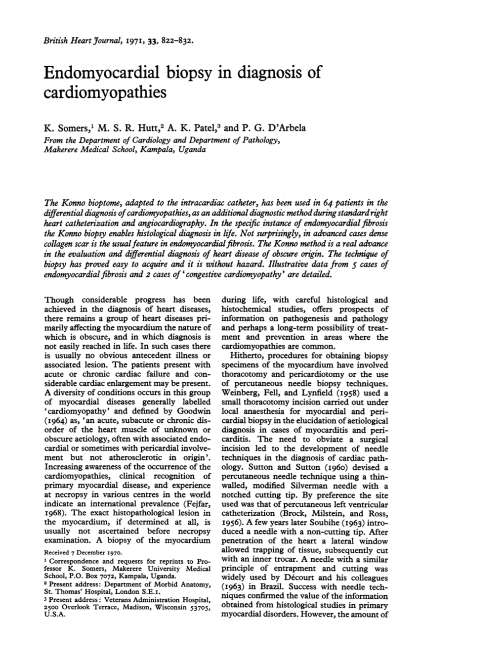 Endomyocardial Biopsy in Diagnosis of Cardiomyopathies