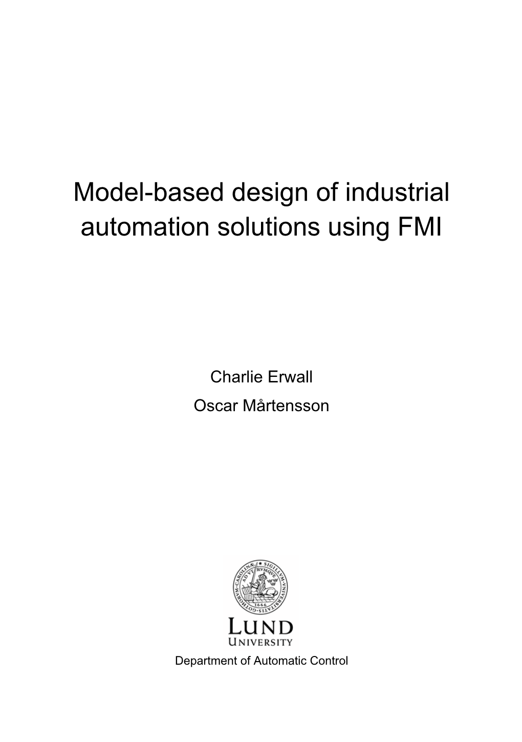 Model-Based Design of Industrial Automation Solutions Using FMI