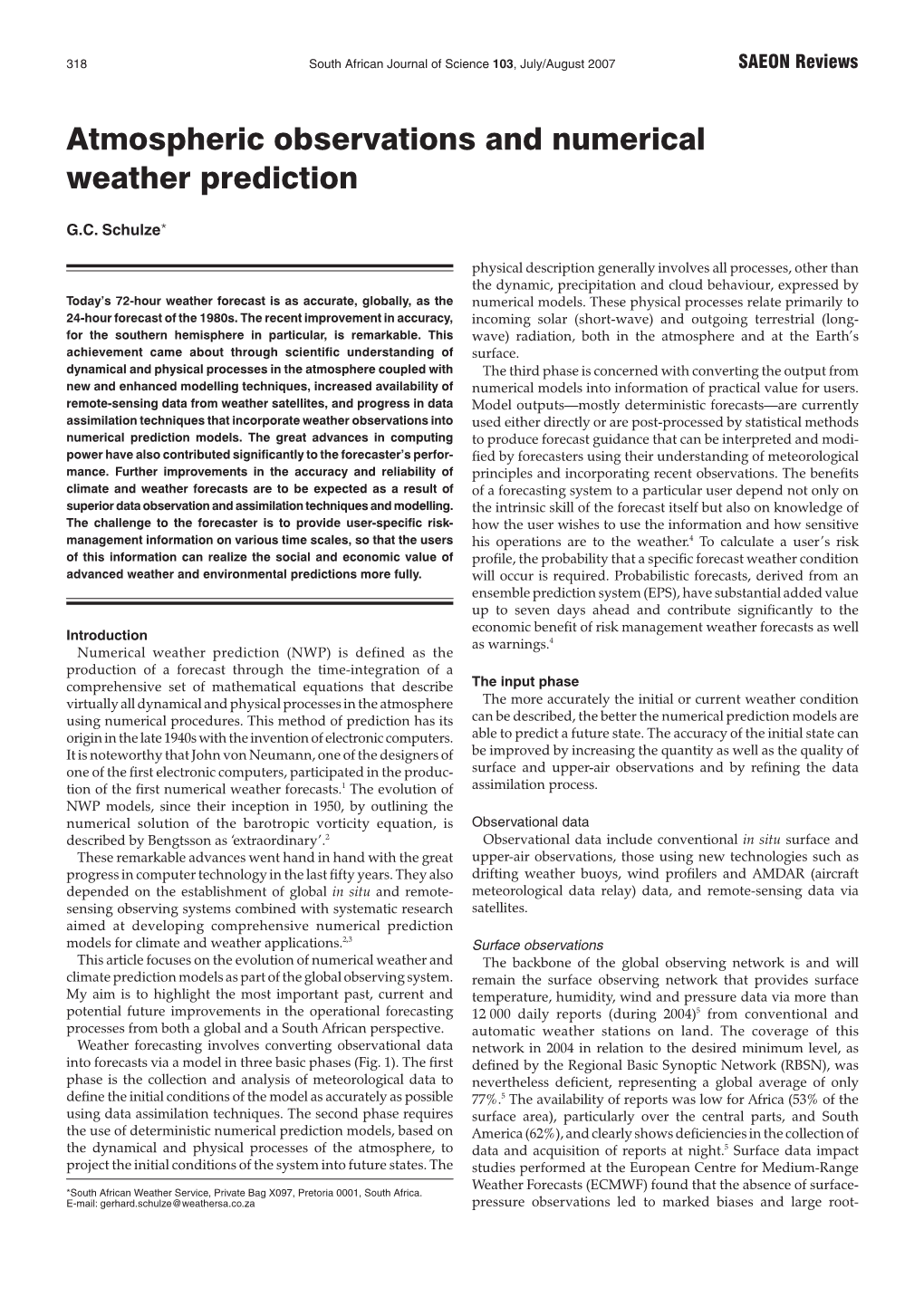 Atmospheric Observations and Numerical Weather Prediction