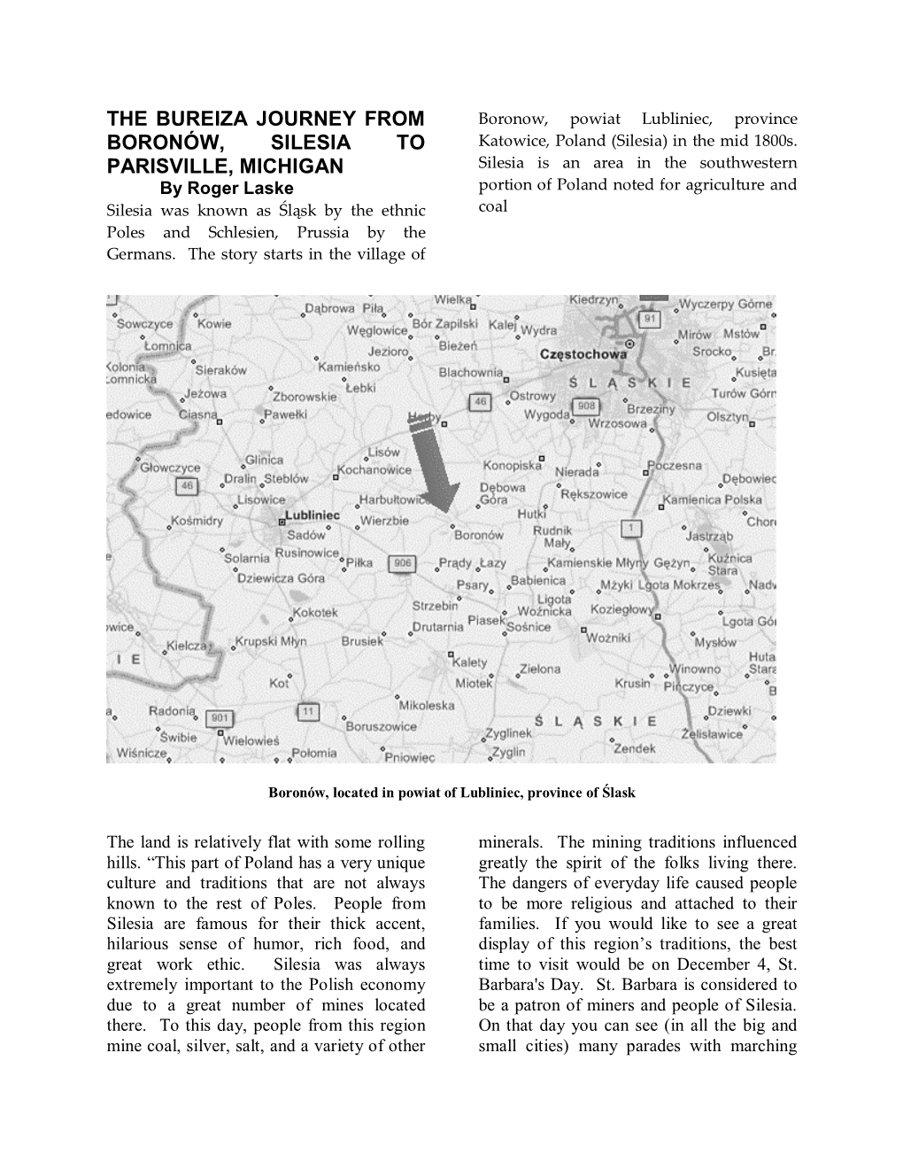 The Bureiza Journey from Boronìw, Silesia to Parisville, Michigan