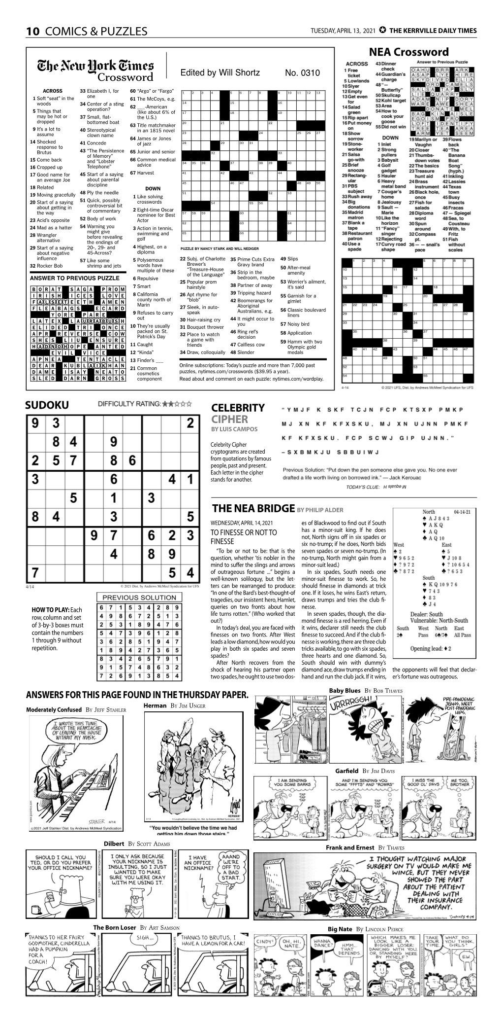 Crossword 10 COMICS & PUZZLES