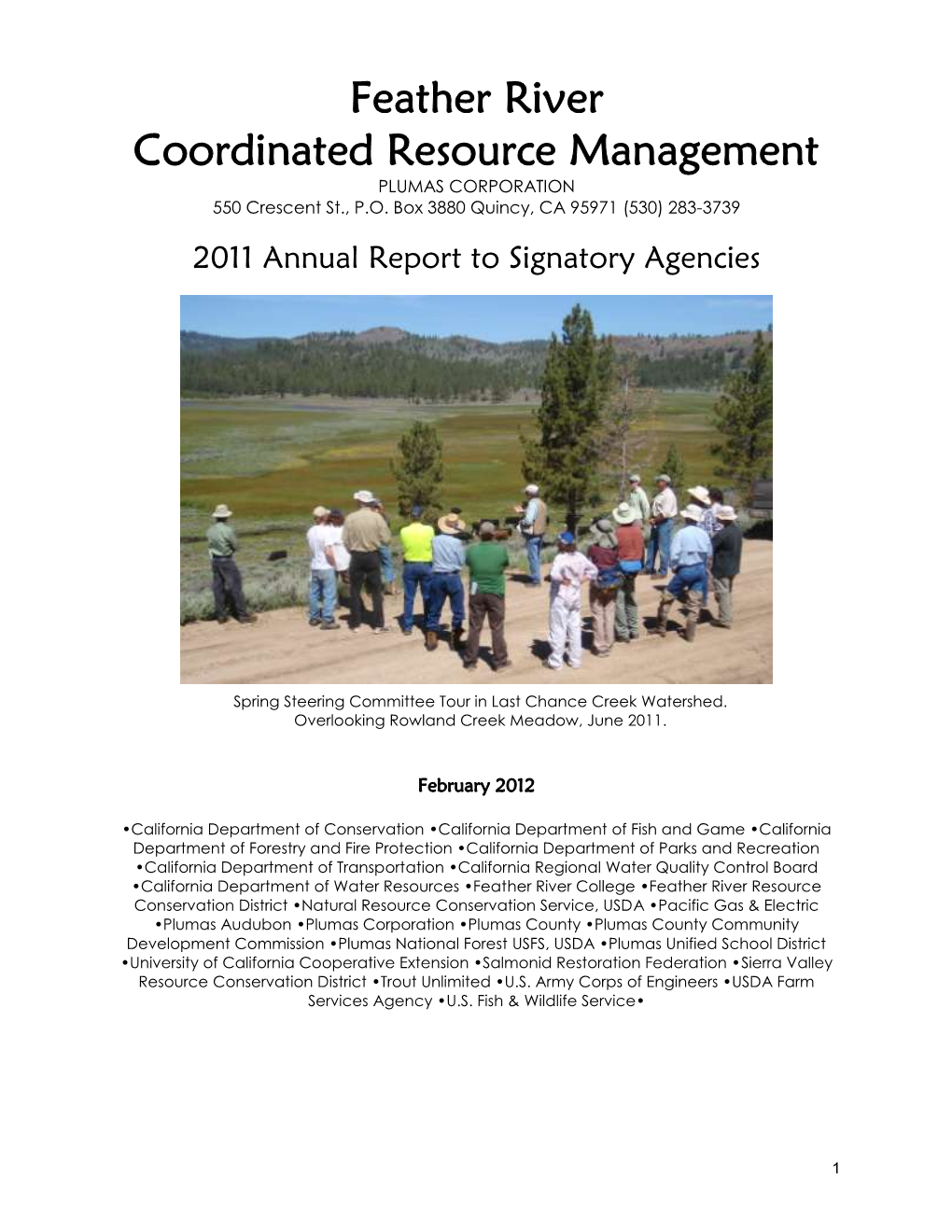 Feather River Coordinated Resource Management PLUMAS CORPORATION 550 Crescent St., P.O
