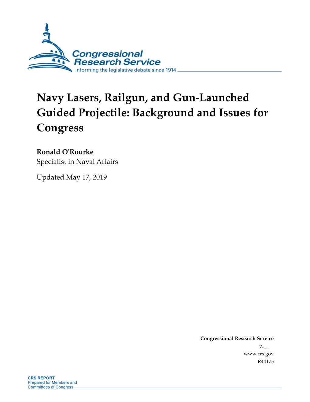 Navy Lasers, Railgun, and Gun-Launched Guided Projectile: Background and Issues for Congress