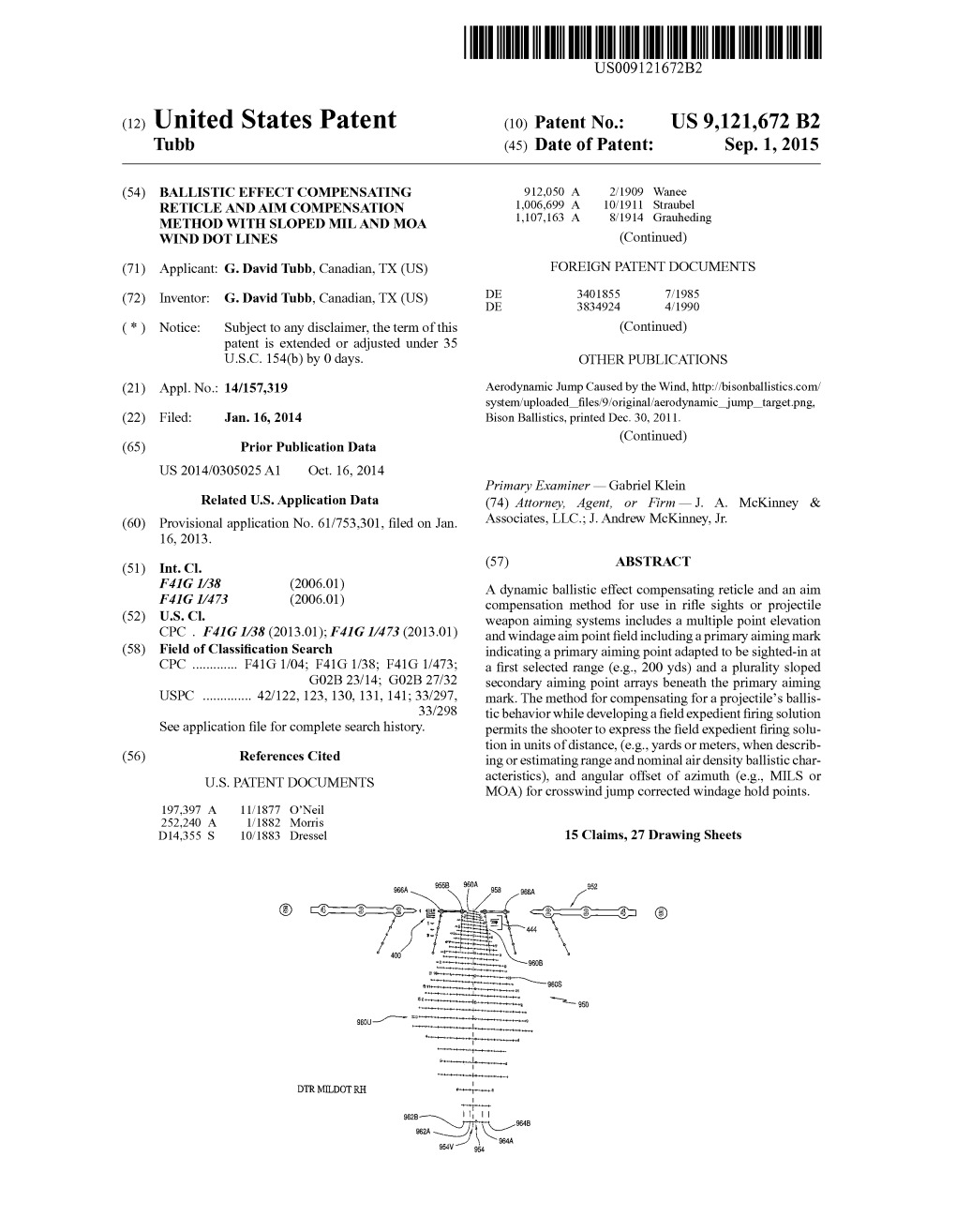 (12) United States Patent (10) Patent No.: US 9,121,672 B2 Tubb) (45) Date of Patent: Sep