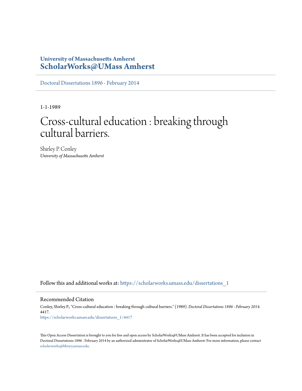Cross-Cultural Education : Breaking Through Cultural Barriers