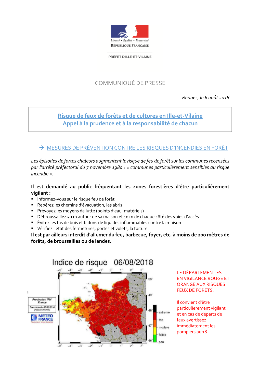 CP Risque D'incendies En Ille-Et-Vilaine 6-08-18