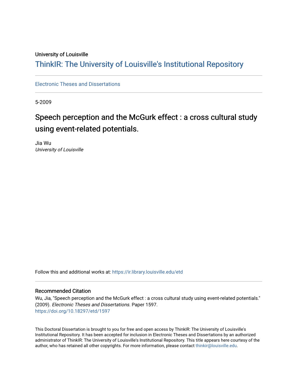 Speech Perception and the Mcgurk Effect : a Cross Cultural Study Using Event-Related Potentials