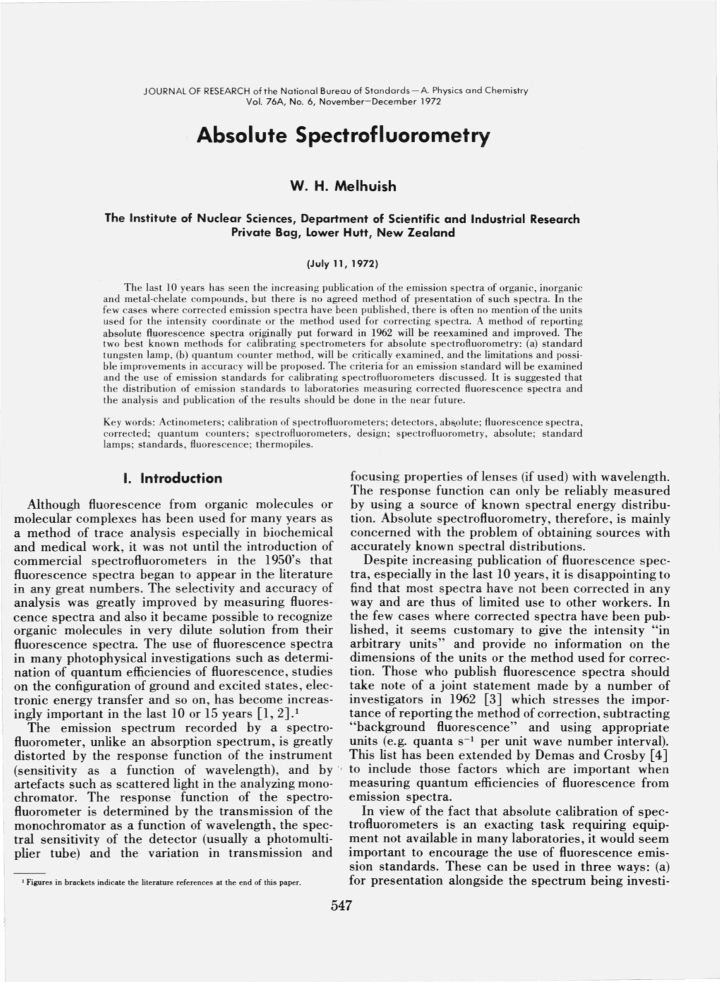 Absolute Spectrofluorometry