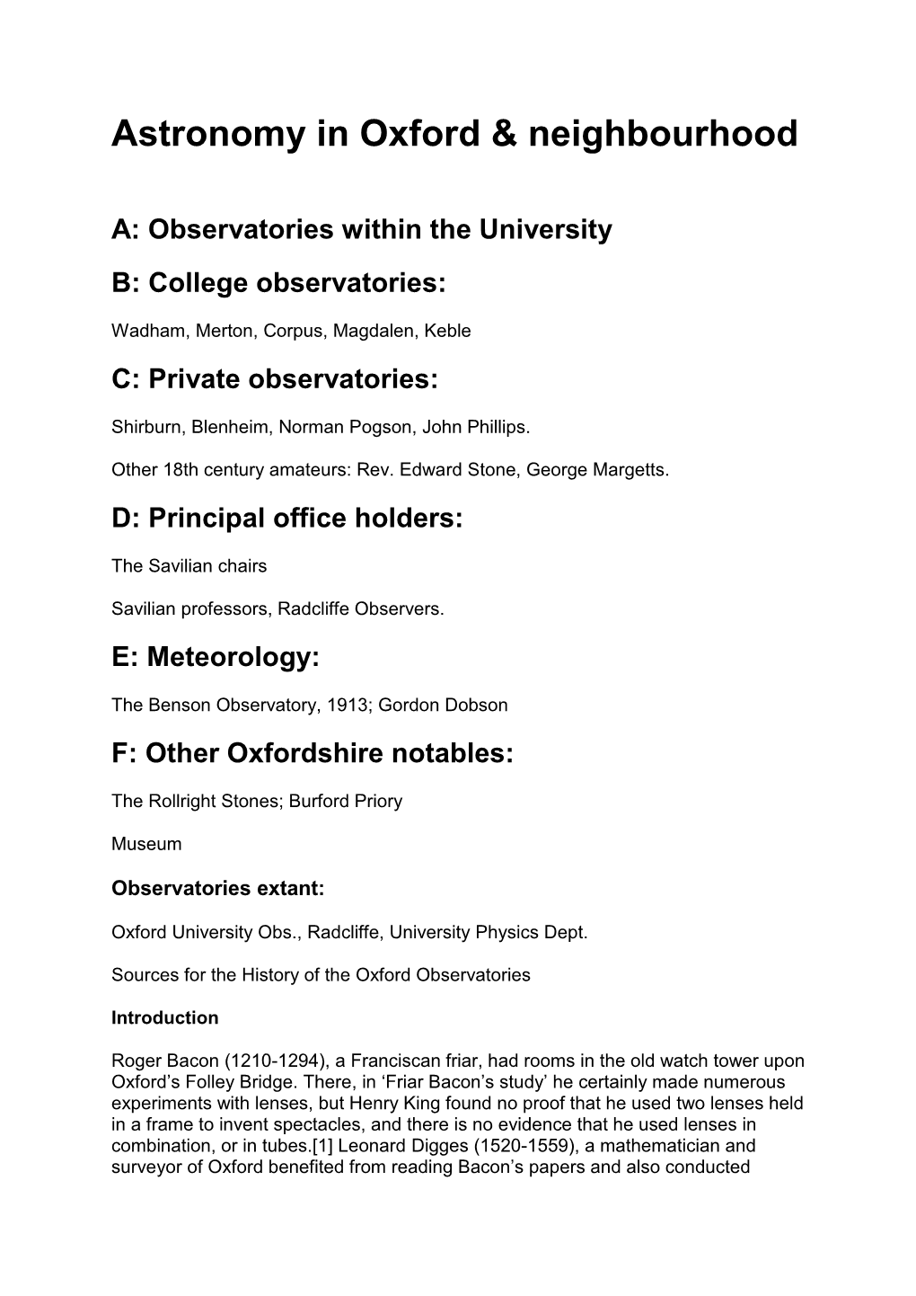 Astronomy in Oxford & Neighbourhood