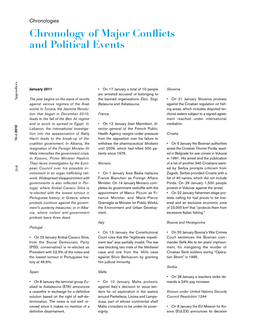 Chronology of Major Conflicts and Political Events