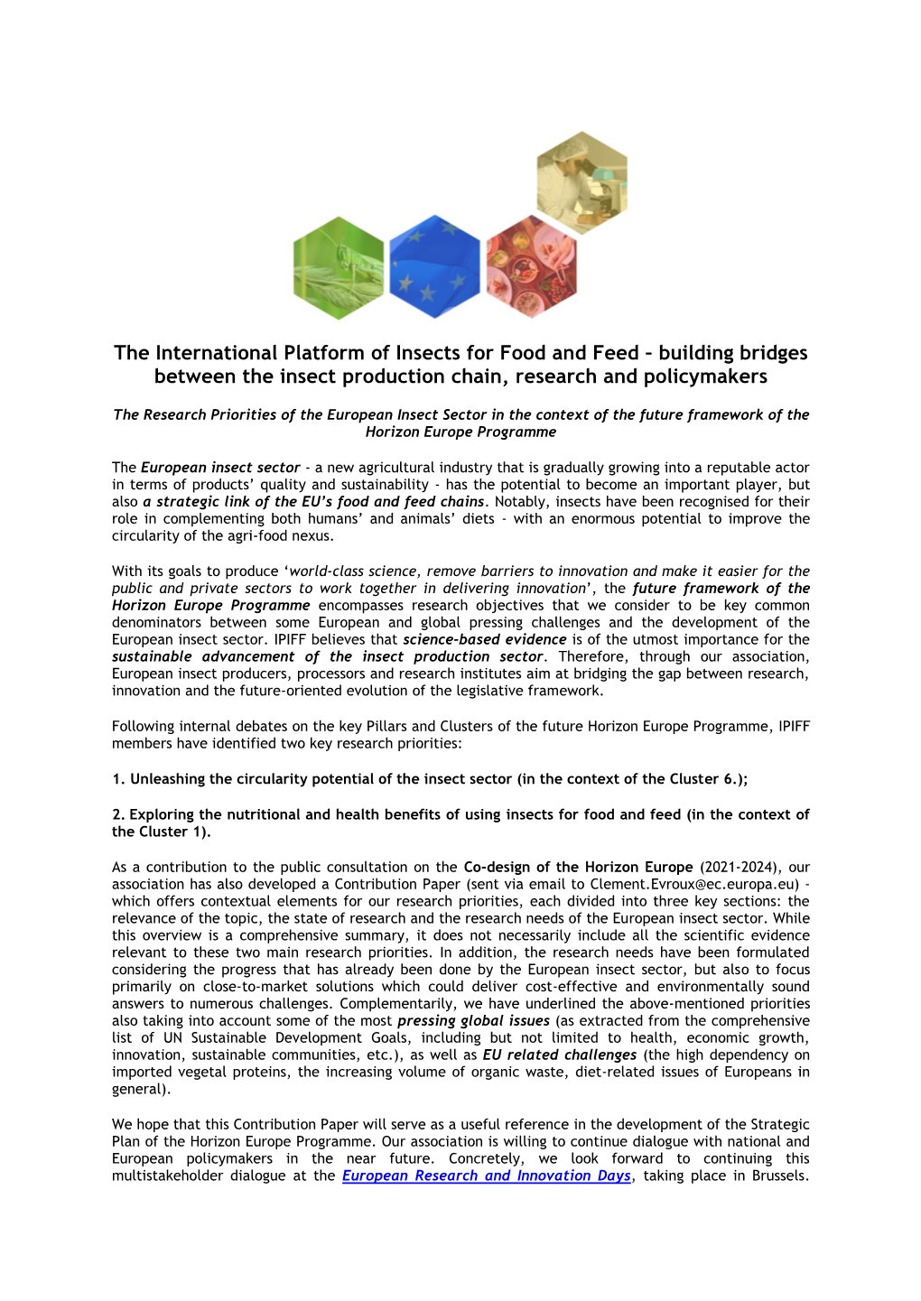 Building Bridges Between the Insect Production Chain, Research and Policymakers