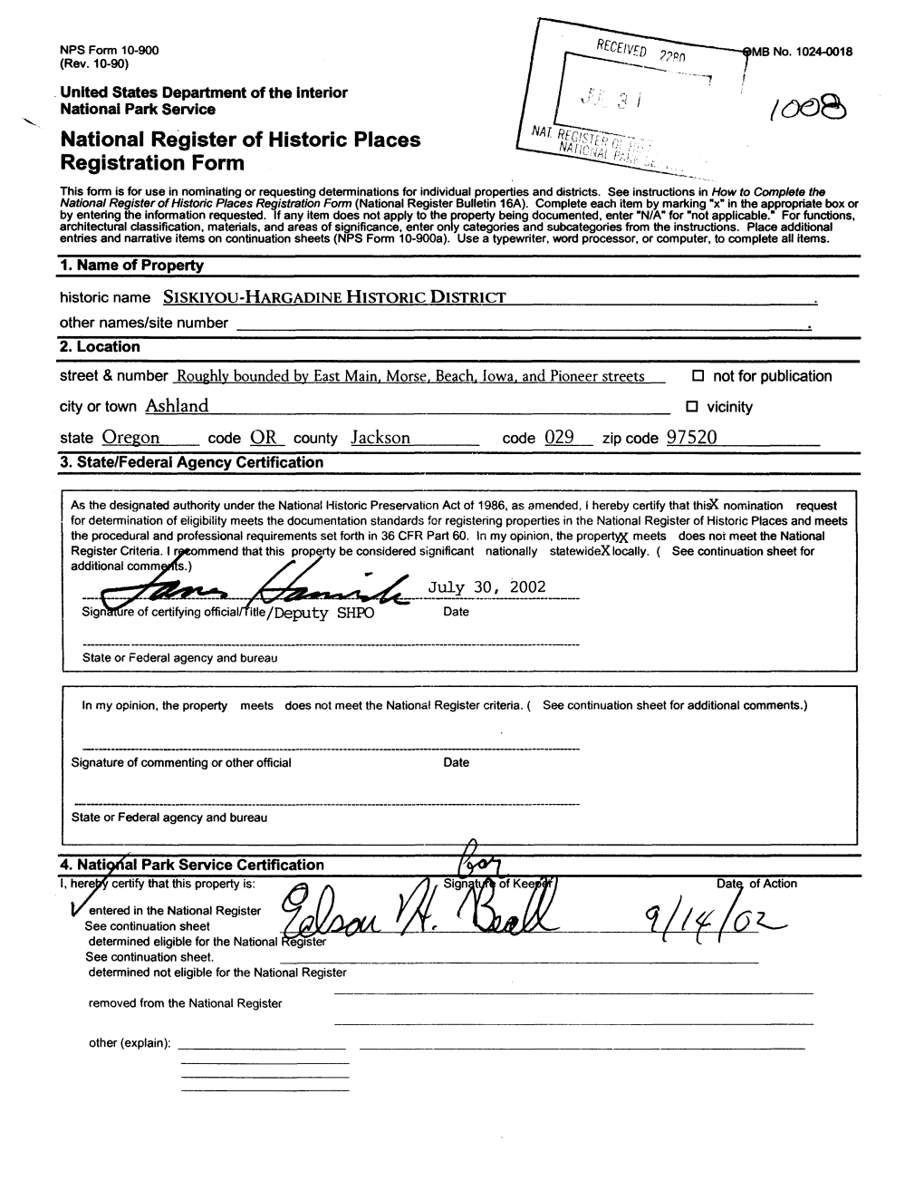 National Register of Historic Places Registration Form This Form Is for Use in Nominating Or Requesting Determinations for Individual Properties and Districts