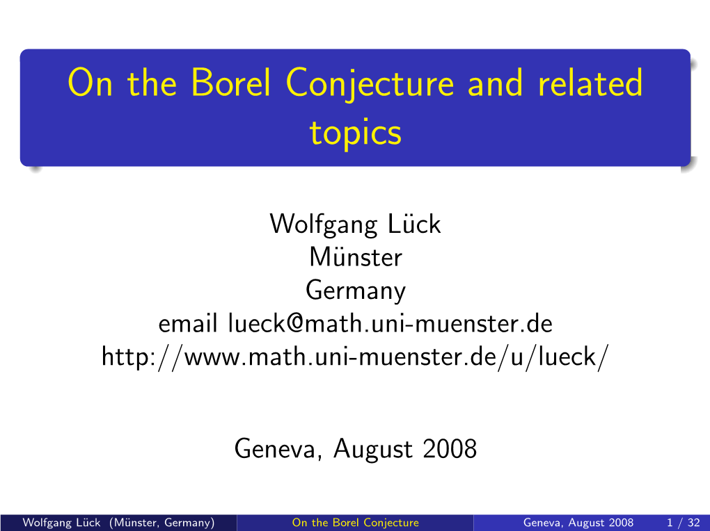 @Let@Token on the Borel Conjecture and Related Topics