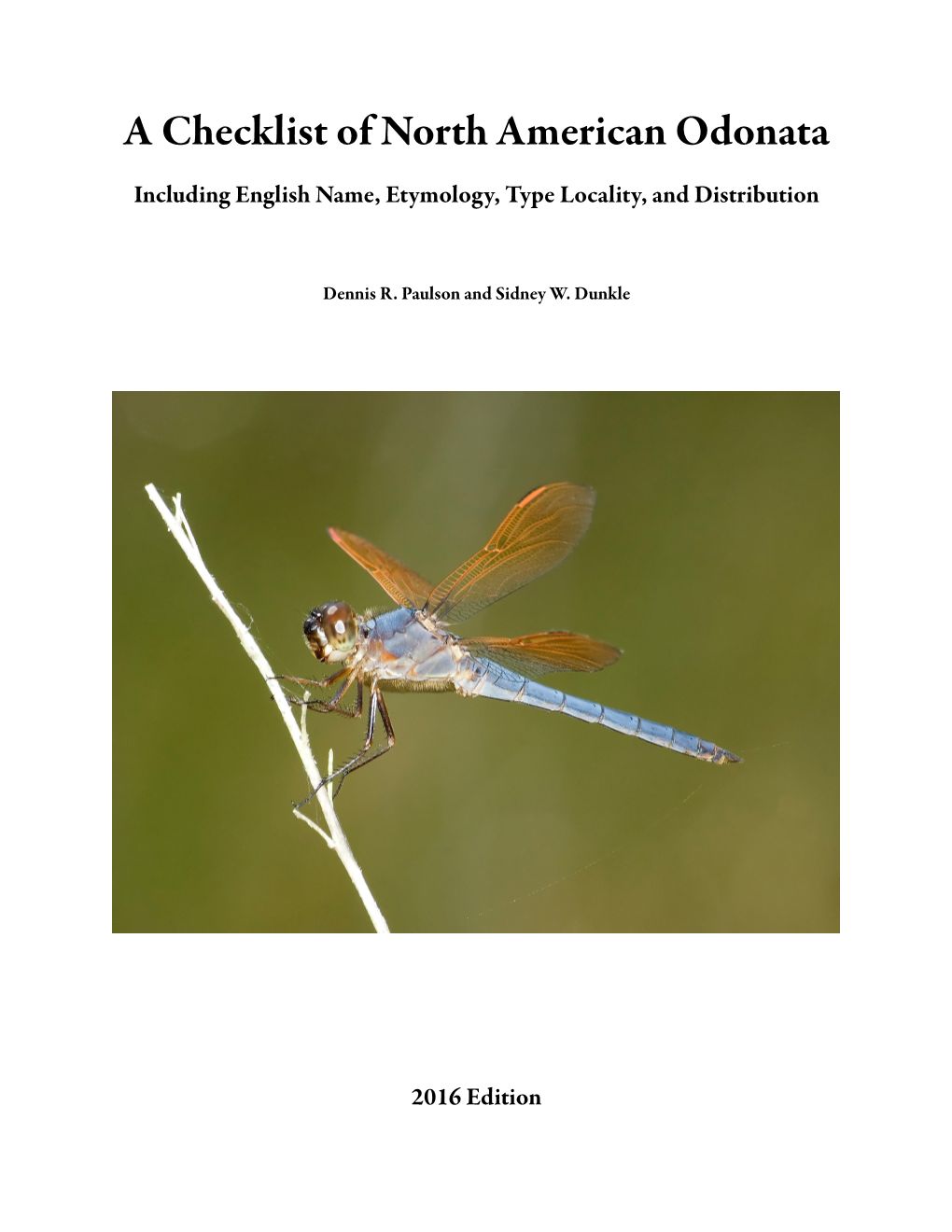 A Checklist of North American Odonata