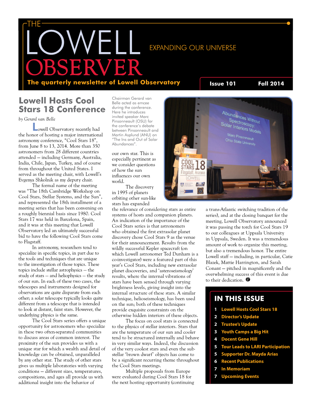 Lowell Observatory Issue 101 Fall 2014