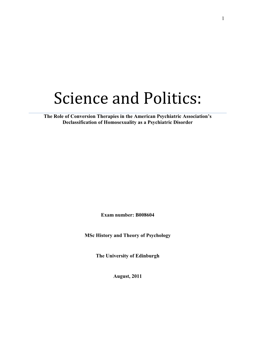 Science and Politics