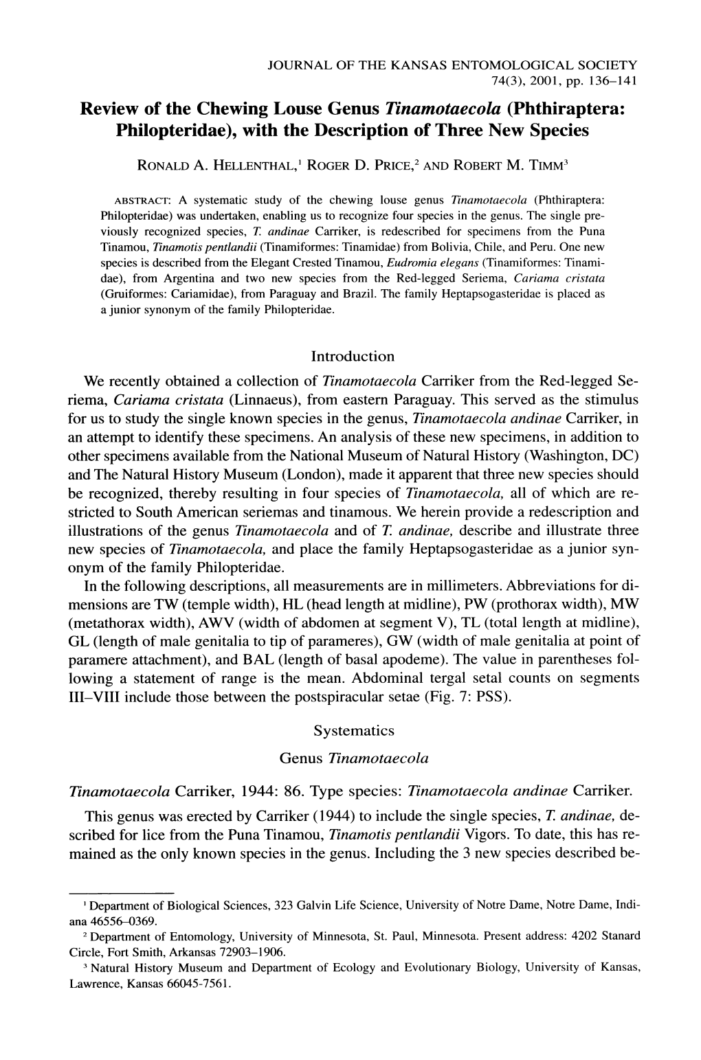 Phthiraptera: Philopteridae), with the Description of Three New Species