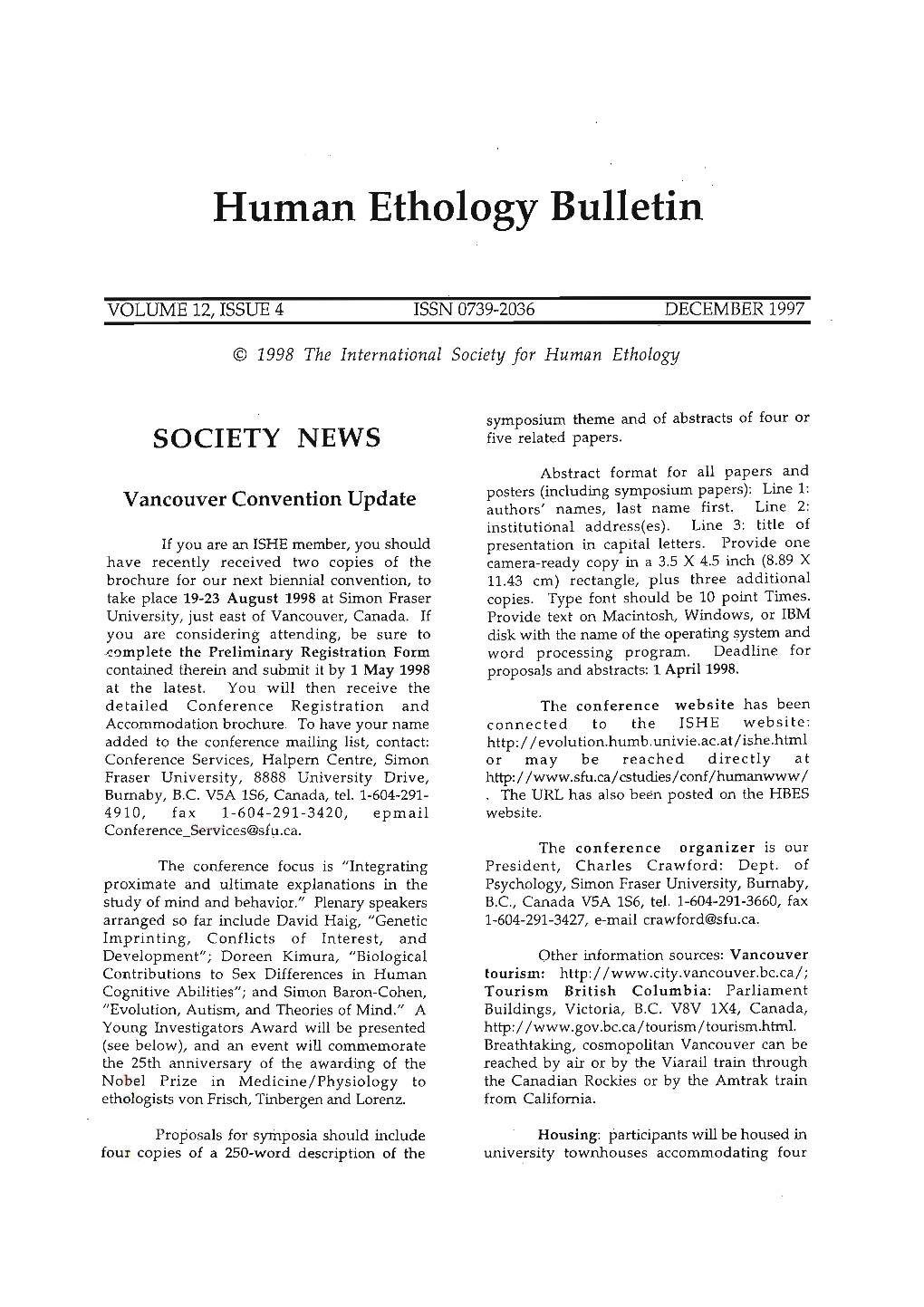 Hulllan Ethology Bulletin