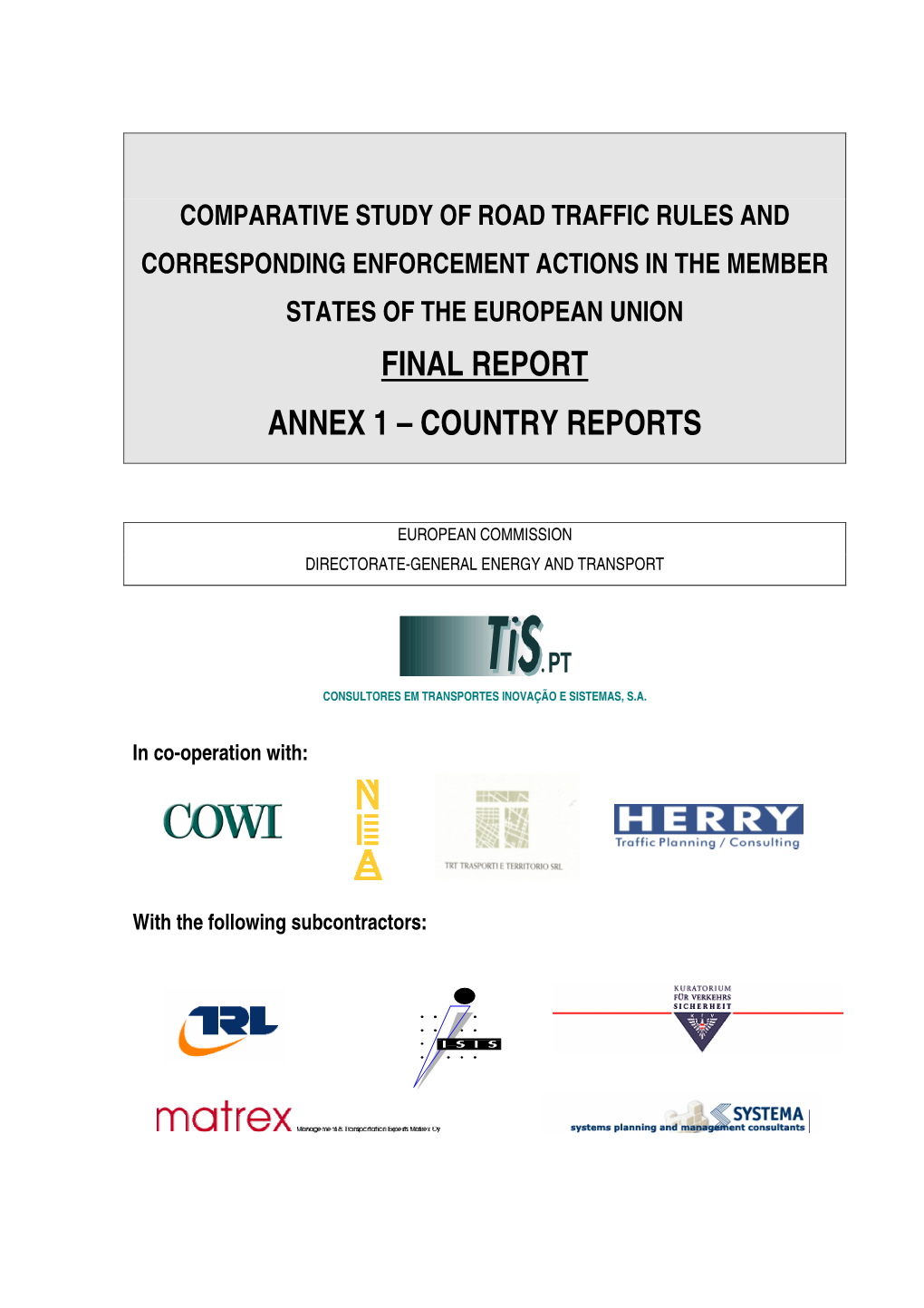 Final Report Annex 1 – Country Reports