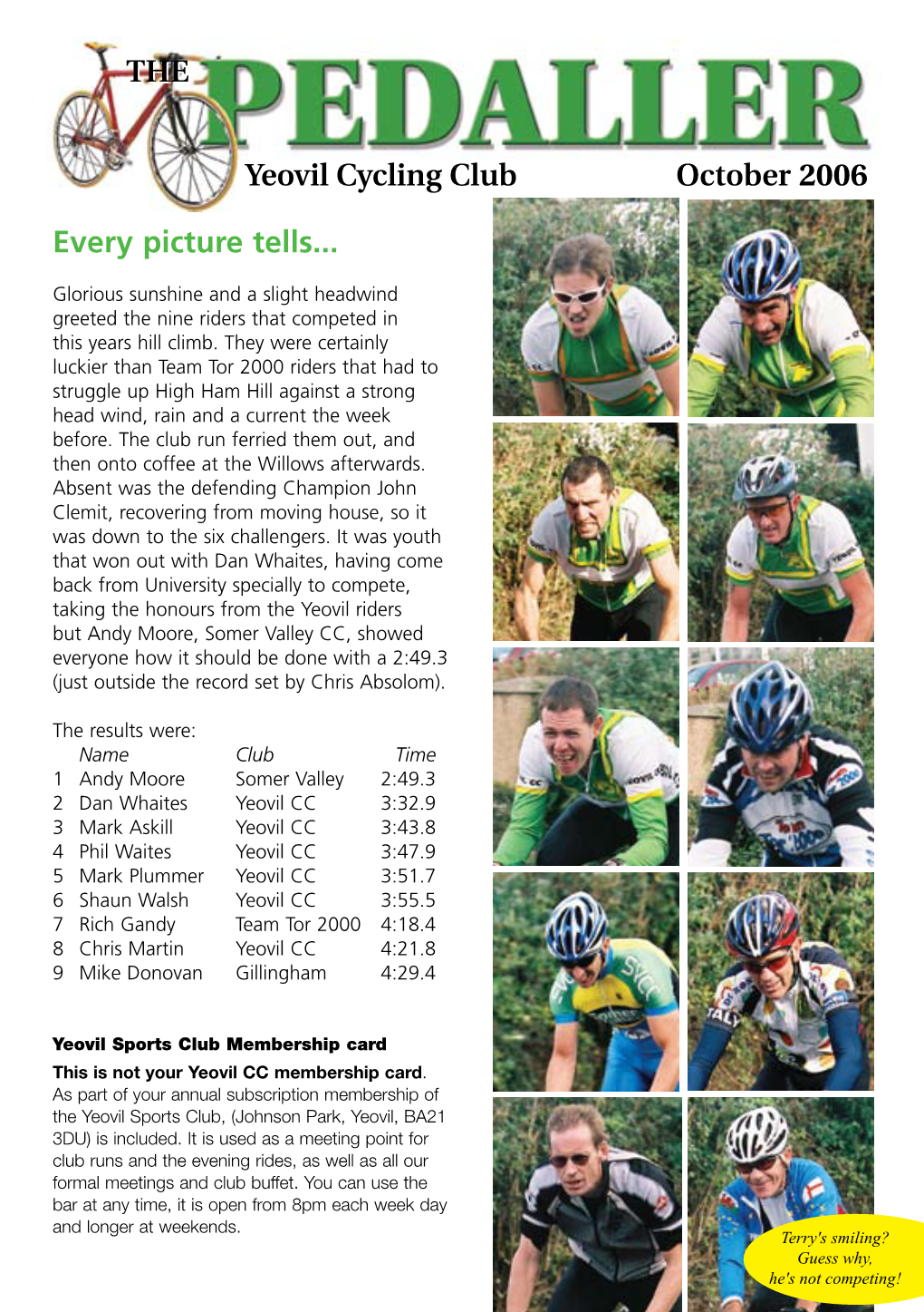 Every Picture Tells... the Yeovil Cycling Club October 2006