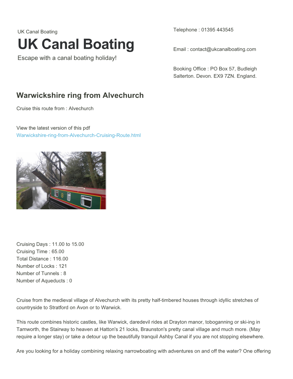 Warwickshire Ring from Alvechurch | UK Canal Boating