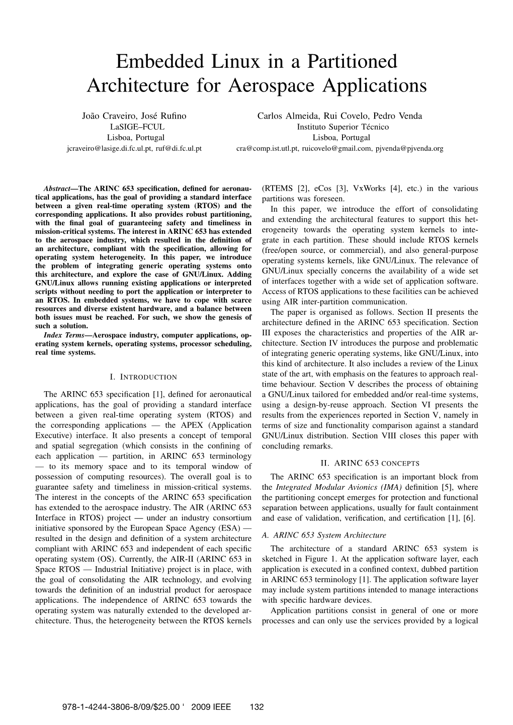 Embedded Linux in a Partitioned Architecture for Aerospace Applications