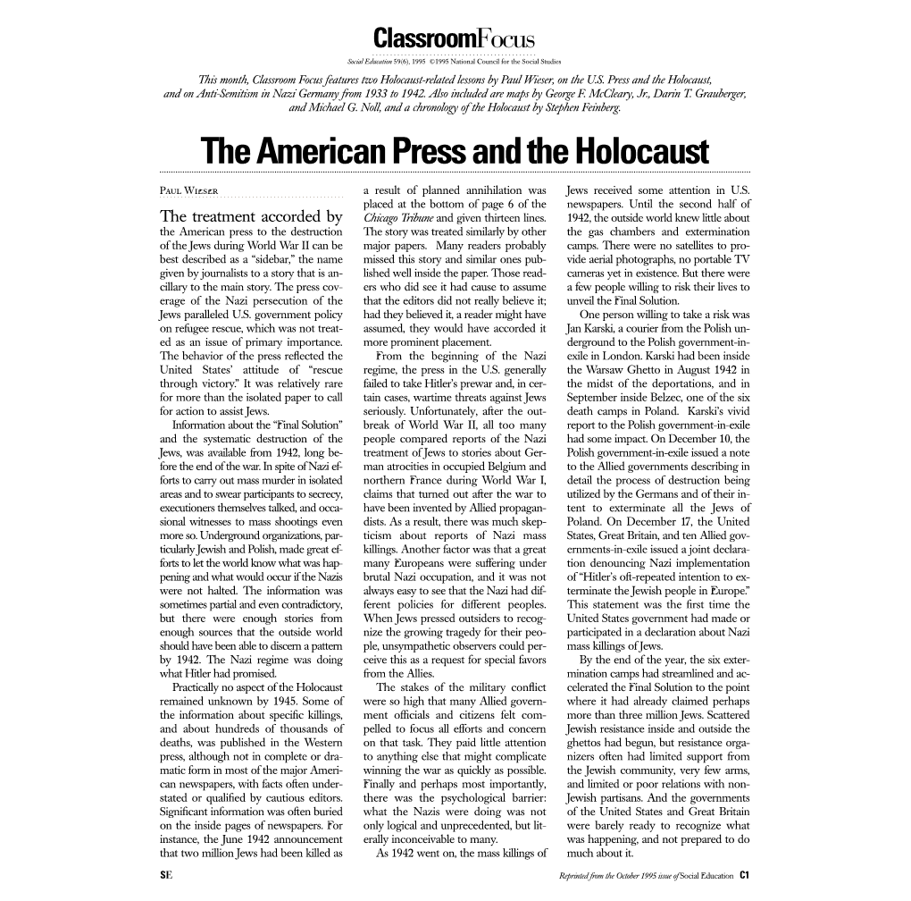 The American Press and the Holocaust