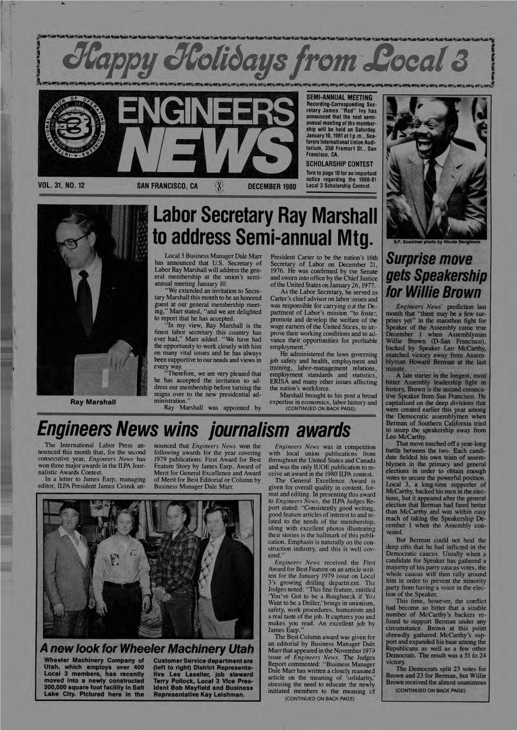 DECEMBER 1980 Local 3 Scholarship Contest