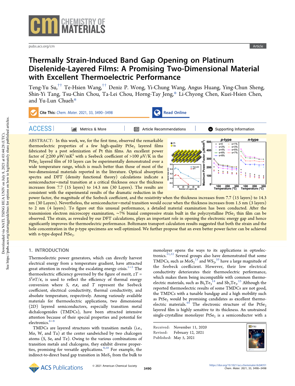 Thermally Strain-Induced Band Gap Opening on Platinum Diselenide